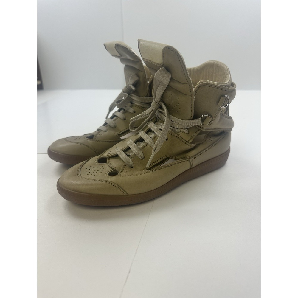 Maison Margiela Beige Cut Out Leather High Top Women's Sneakers Size 39.5 US 9